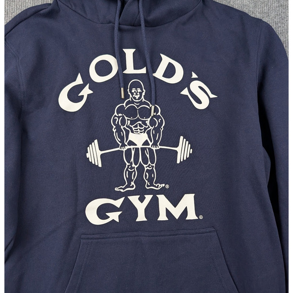 Golds Gym Hoodie Mens Medium Blue Heavyweight Athletic Body Building Gym Workout - Picture 3 of 8